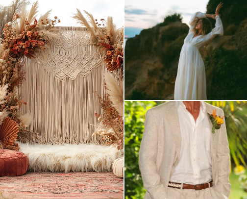🌻Late Summer Boho Wedding Dreams| Ideas For the Bride/Groom🌻 cover photo collage
