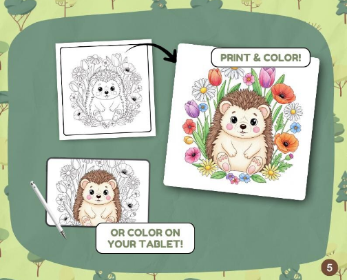 Coloring book/coloring page cover photo collage