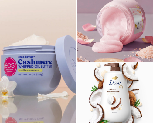 Everything i use for Soft and Hydrated body cover photo collage