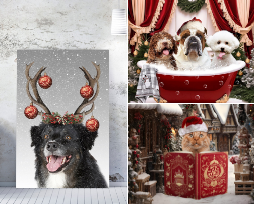 Best Christmas Pet Portrait Ideas cover photo collage