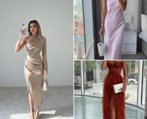 Elegant dresses for wedding guest cover photo collage