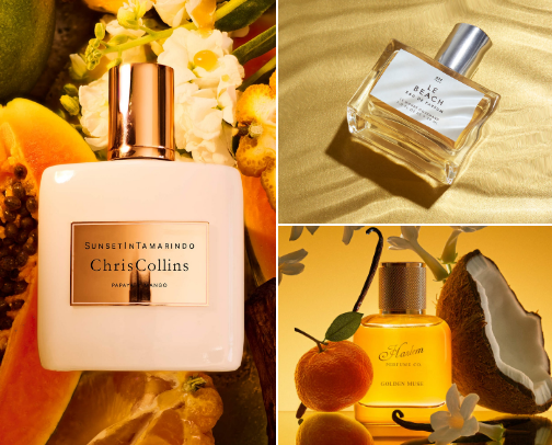 Beachy and Tropical Perfume & Body Care cover photo collage