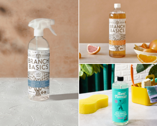 low tox cleaning supplies cover photo collage
