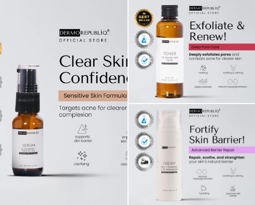 SKINCARE RECOS FOR SENSITIVE AND ACNE PRONE SKIN cover photo collage