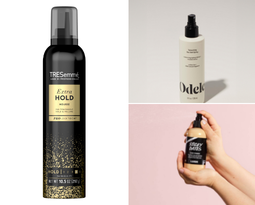 Hair products that I use for bouncy curls as a girl with fine straight hair cover photo collage