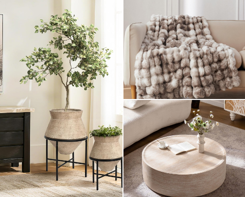 Neutral Cozy Designer Inspired Living Room Builder (Luxury Look on a Budget) cover photo collage