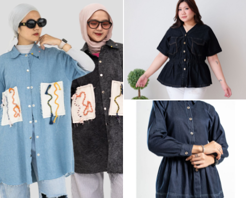 Oversized Denim Tops for Plus Size Women cover photo collage