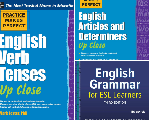 Free PDF - Practice Makes Perfect English Verb Tenses Up Close (Practice Makes Perfect Series) companion cover photo collage