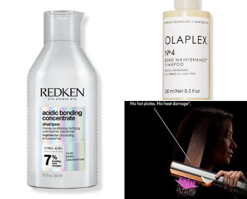 Products that made my high porous hair be silky and shiny ✨ cover photo collage
