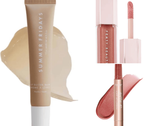 Nude colored lip products cover photo collage