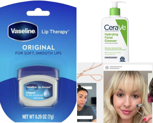 My no makeup look products cover photo collage