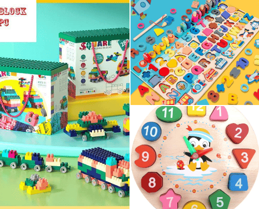 Smart and Cheerful: Educational Toys for Toddlers" cover photo collage