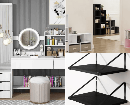 Makeup room items cover photo collage