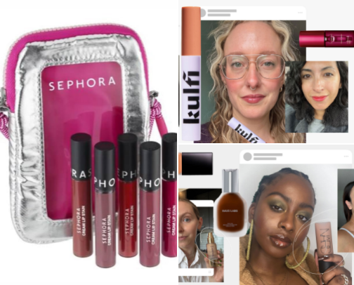 Lipsticks, foundation, liptints cover photo collage