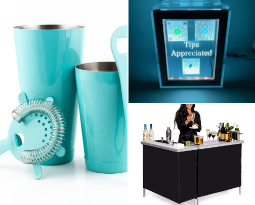 Everything needed for event bartending. cover photo collage
