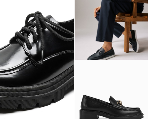 Add a touch of sophistication to workwear  with formal loafers cover photo collage