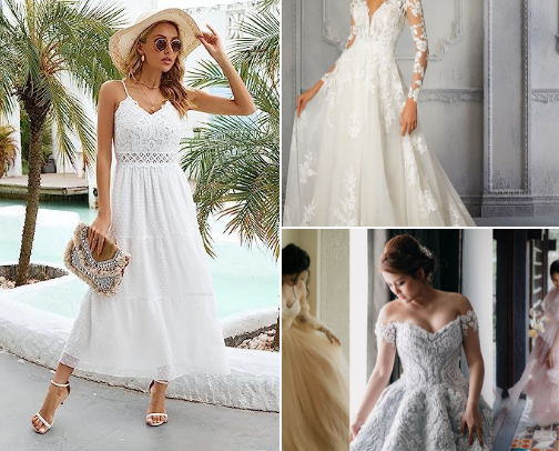Your Wedding Gameplan: Bridal Looks, Guest Fits, Honeymoon Musts cover photo collage