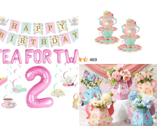 Tea Party Birthday Party cover photo collage