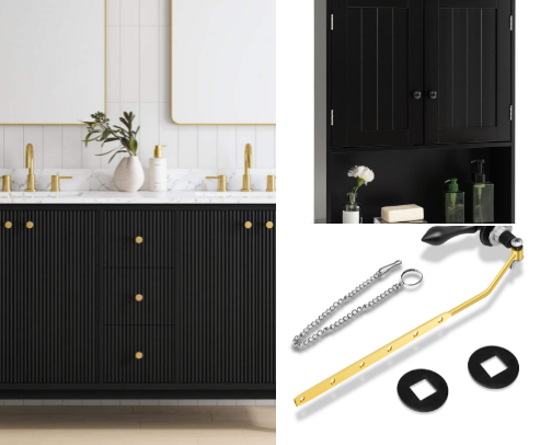 Black beauty in bathrooms cover photo collage