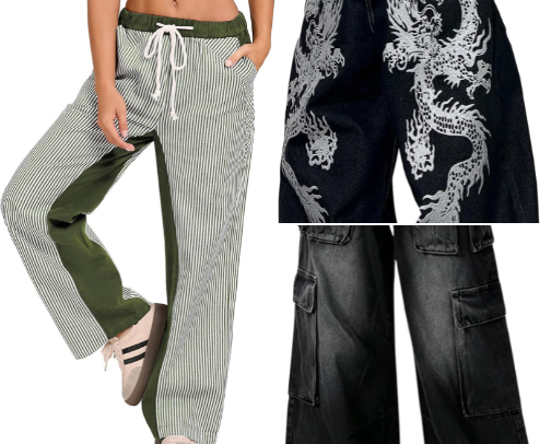 Street wear style jeans with designs that are too good to pass up. This is my go to list for any type of Jean or pant that’s trending. cover photo collage