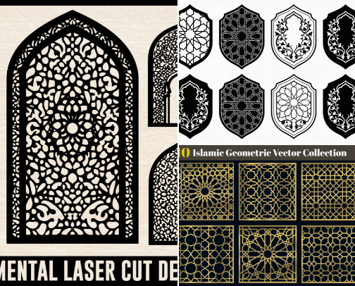 Islamic cut-out patterns cover photo collage