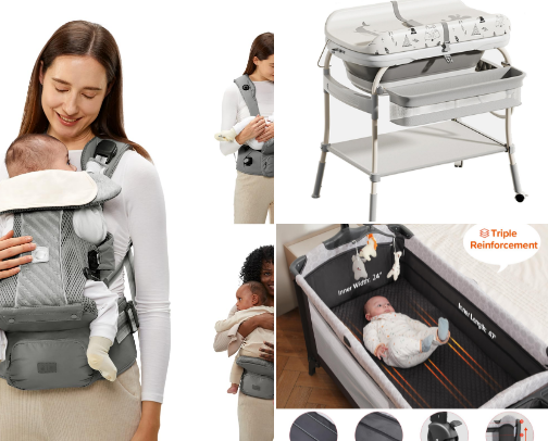 Baby things and equipment cover photo collage