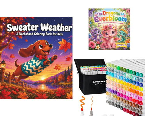 Coloring Books and Supplies for Stress Relief, Relaxation, and Gift Ideas cover photo collage