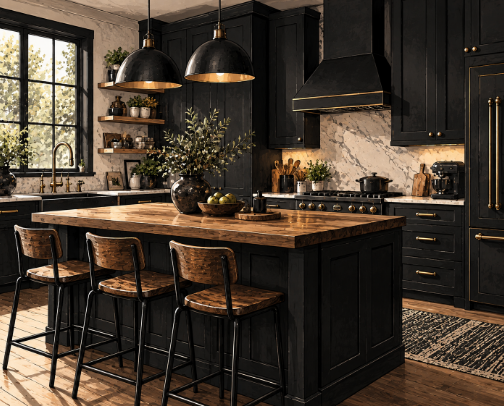 Black Kitchen Ideas cover photo collage