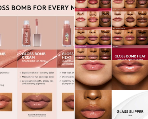 Lip gloss and lip stick combos cover photo collage