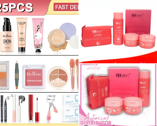 Cosmetics products cover photo collage