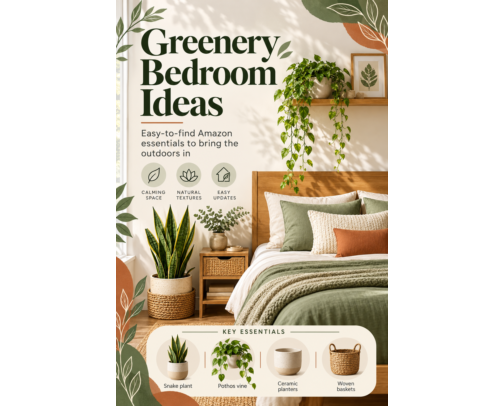Greenery Bedroom Ideas | Cozy Sage Green Decor & Amazon Finds cover photo collage