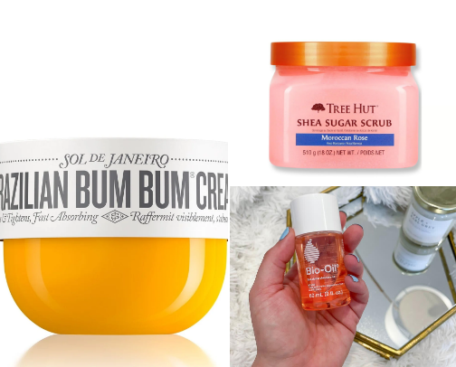 Body Care Products for Glowy, Smooth Skin cover photo collage