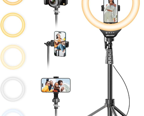 UBeesize 12 Selfie Ring Light with Tripod Stand cover photo collage