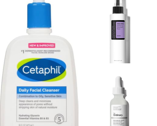 skincare products for oily skin ! cover photo collage