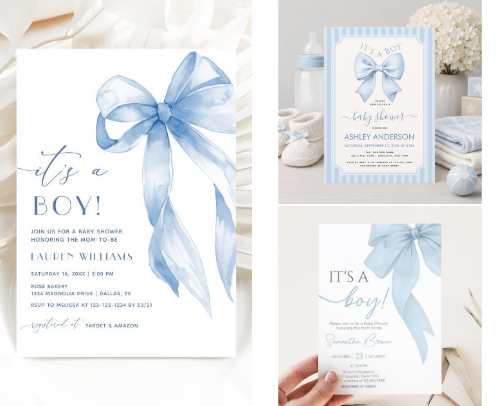 It's A Boy Baby Shower Invitations cover photo collage