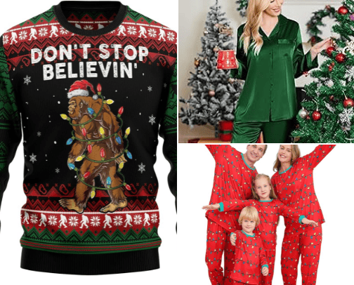 Christmas (pajamas, ugly sweaters, shirts cover photo collage