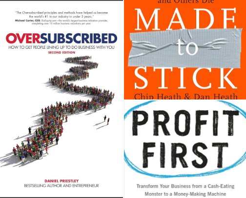 Books to a Successful Small Business.  Marketing, sales and operations. cover photo collage