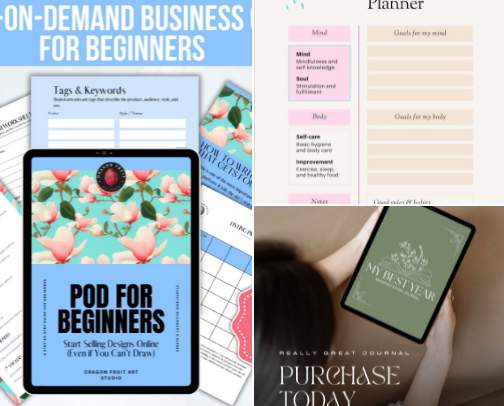 Digital Books and Planners cover photo collage