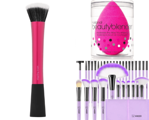 Makeup brushes/tools cover photo collage