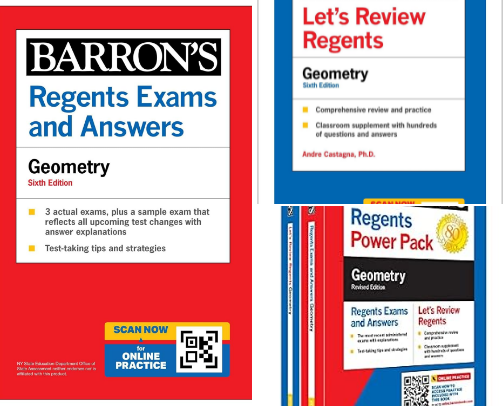 Free PDF - Regents Exams and Answers: Geometry, Sixth Edition (Barron's New York Regents) essentials cover photo collage
