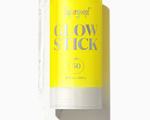 SUPERGOOP GLOW STICK SPF 50 SunScreen and Highlighter cover photo collage