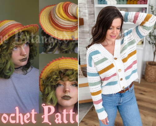 Cardigan, Hat and other wearable Crochet Patterns cover photo collage