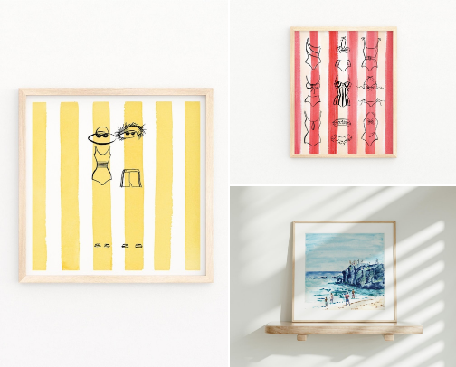 Colorful and fun coastal wall art created without AI! cover photo collage