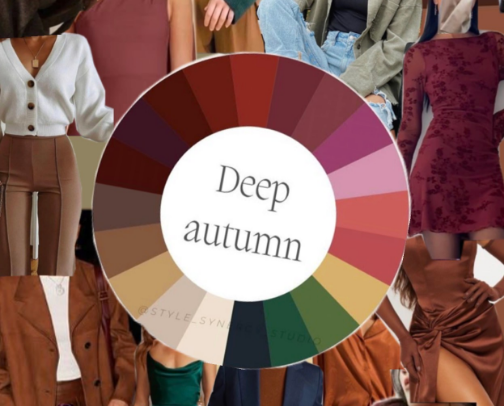 Deep autumn friendly beauty products cover photo collage