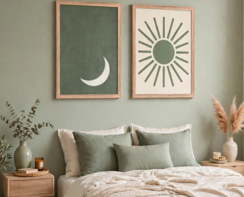My Small Bedroom Sanctuary: How I Found Sage Green Boho Wall Art That Actually Matches cover photo collage