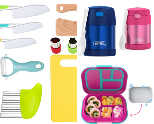 Lunch Prep Tools for Kids + Kid-Friendly Favorites cover photo collage