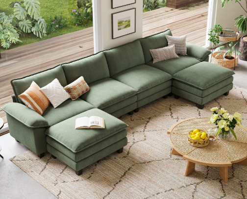 4-Seat U Shaped Cloud Couch for Living Room, Green - Walmart.com cover photo collage