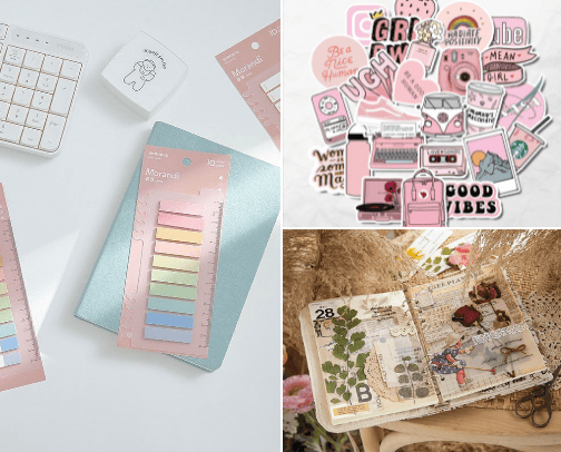 Aesthetic Stationery cover photo collage