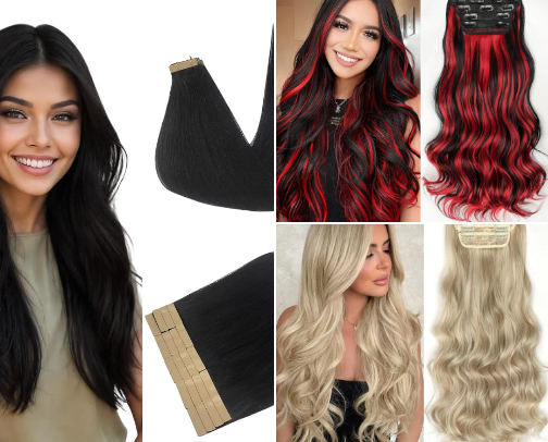 Hair extensions cover photo collage