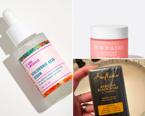 Favorite skincare products cover photo collage